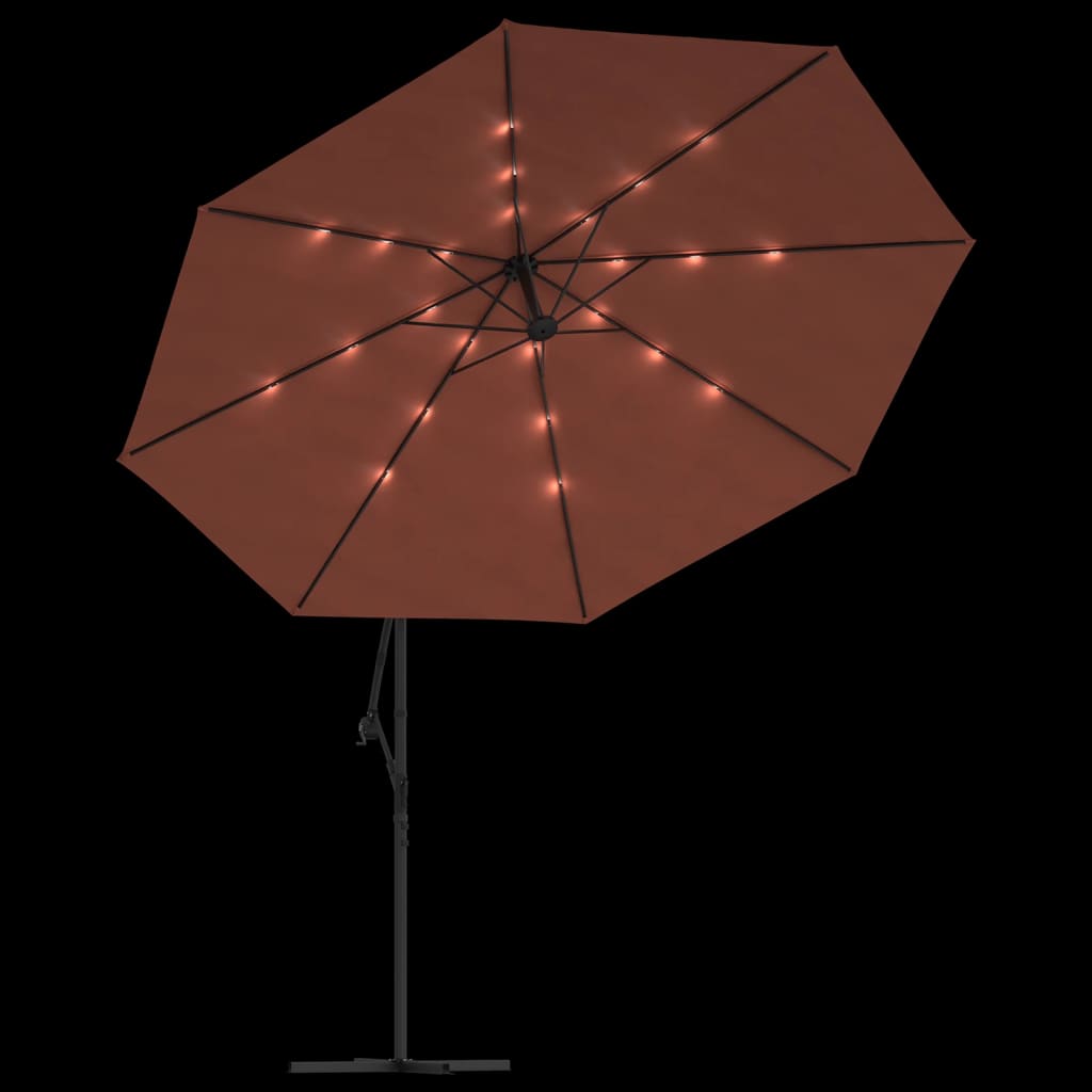 Ampelschirm Mit Led-Beleuchtung Stahl-Mast 350 Cm