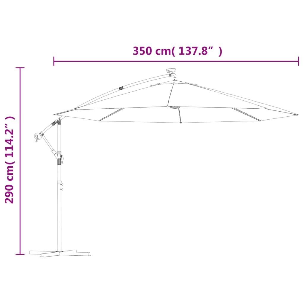 Ampelschirm Mit Led-Beleuchtung Stahl-Mast 350 Cm