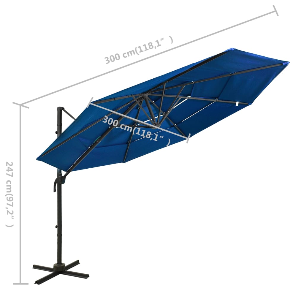 Sonnenschirm Mit Aluminium-Mast 4-Lagig 3X3 M