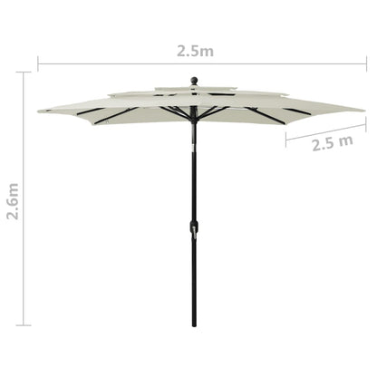 Sonnenschirm Mit Aluminium-Mast 3-Lagig N 2,5X2,5 M