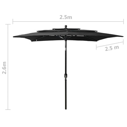 Sonnenschirm Mit Aluminium-Mast 3-Lagig 2,5X2,5 M