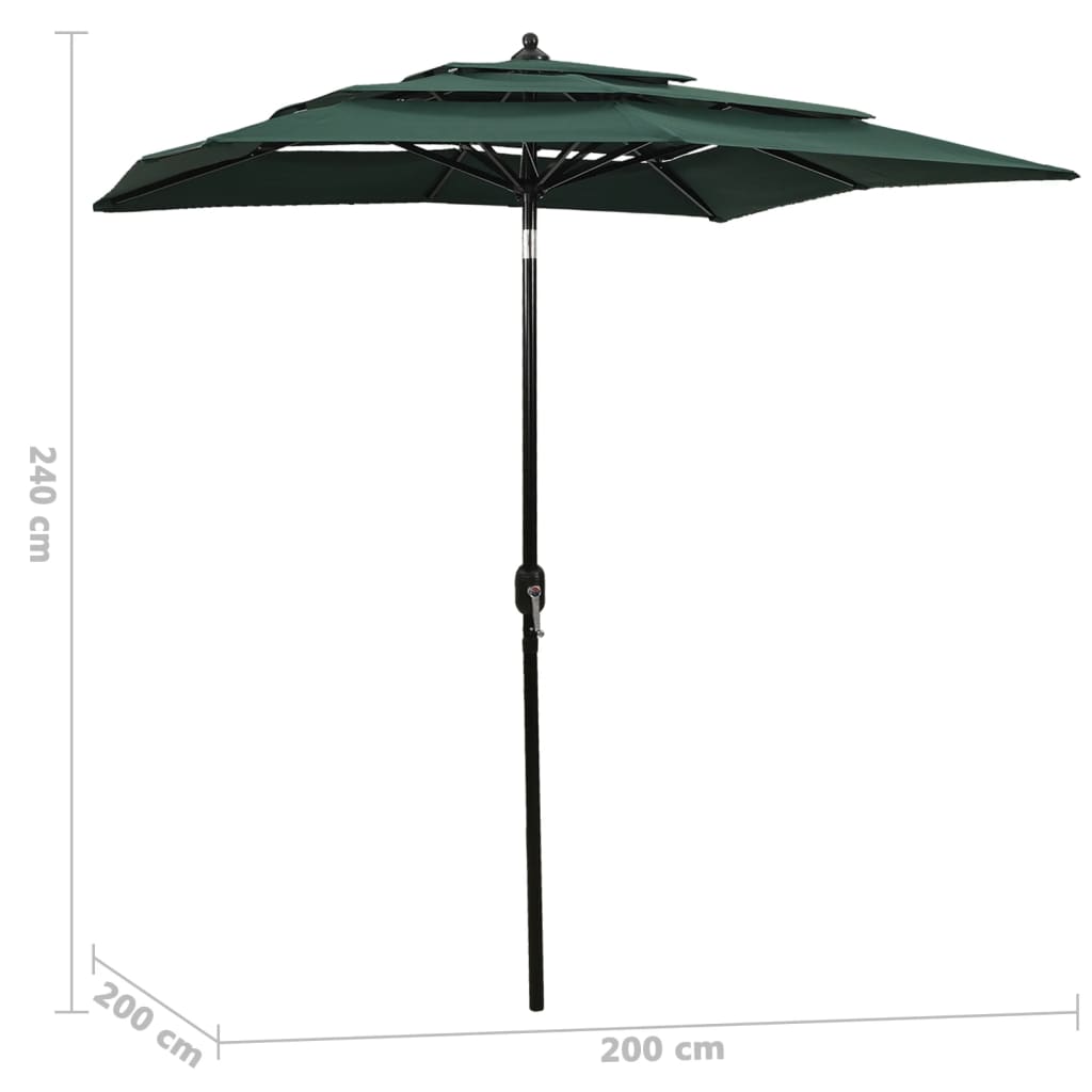 Sonnenschirm Mit Aluminium-Mast 3-Lagig 2X2 M