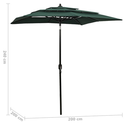Sonnenschirm Mit Aluminium-Mast 3-Lagig 2X2 M