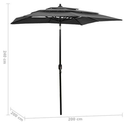 Sonnenschirm Mit Aluminium-Mast 3-Lagig 2X2 M