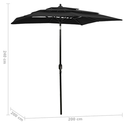 Sonnenschirm Mit Aluminium-Mast 3-Lagig 2X2 M