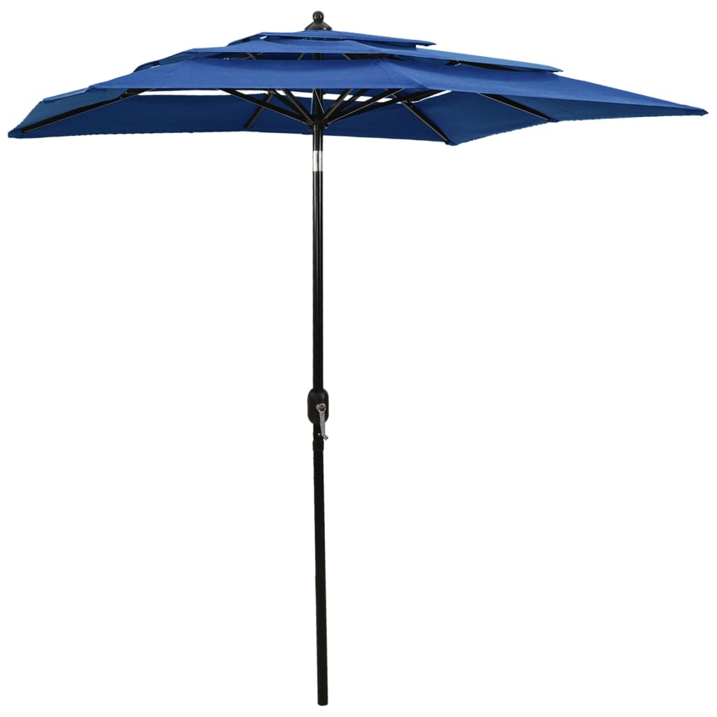 Sonnenschirm Mit Aluminium-Mast 3-Lagig Azurblau 2X2 M Hellgrau
