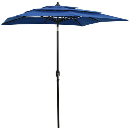 Sonnenschirm Mit Aluminium-Mast 3-Lagig Azurblau 2X2 M Hellgrau