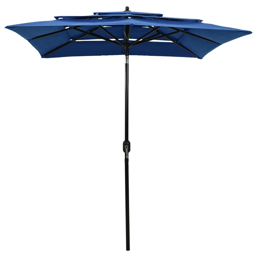 Sonnenschirm Mit Aluminium-Mast 3-Lagig Azurblau 2X2 M Hellgrau