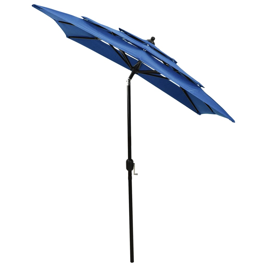 Sonnenschirm Mit Aluminium-Mast 3-Lagig Azurblau 2X2 M Hellgrau