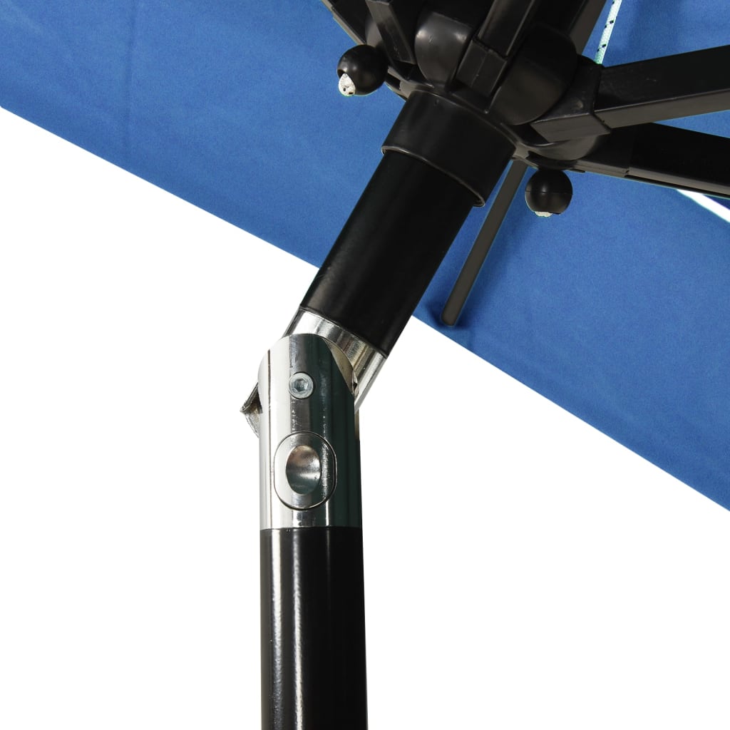 Sonnenschirm Mit Aluminium-Mast 3-Lagig Azurblau 2X2 M Hellgrau