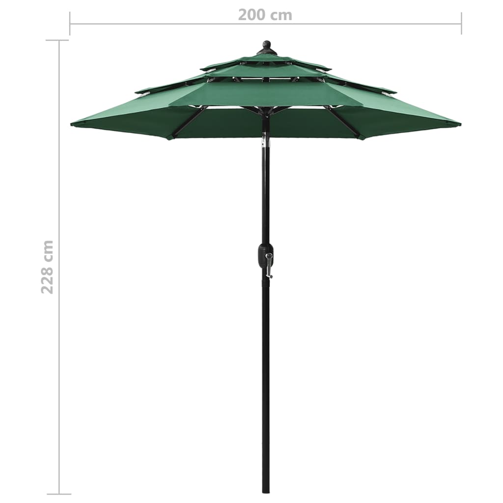 Sonnenschirm Mit Aluminium-Mast 3-Lagig 2 M