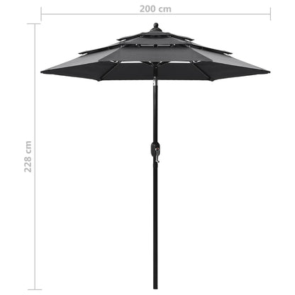 Sonnenschirm Mit Aluminium-Mast 3-Lagig 2 M