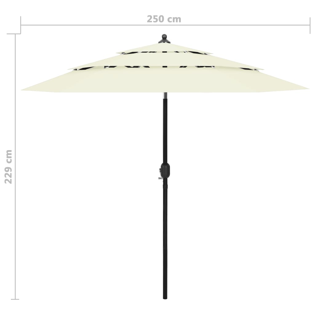 Sonnenschirm Mit Aluminium-Mast 3-Lagig 2,5 M