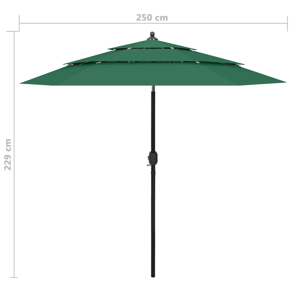 Sonnenschirm Mit Aluminium-Mast 3-Lagig 2,5 M