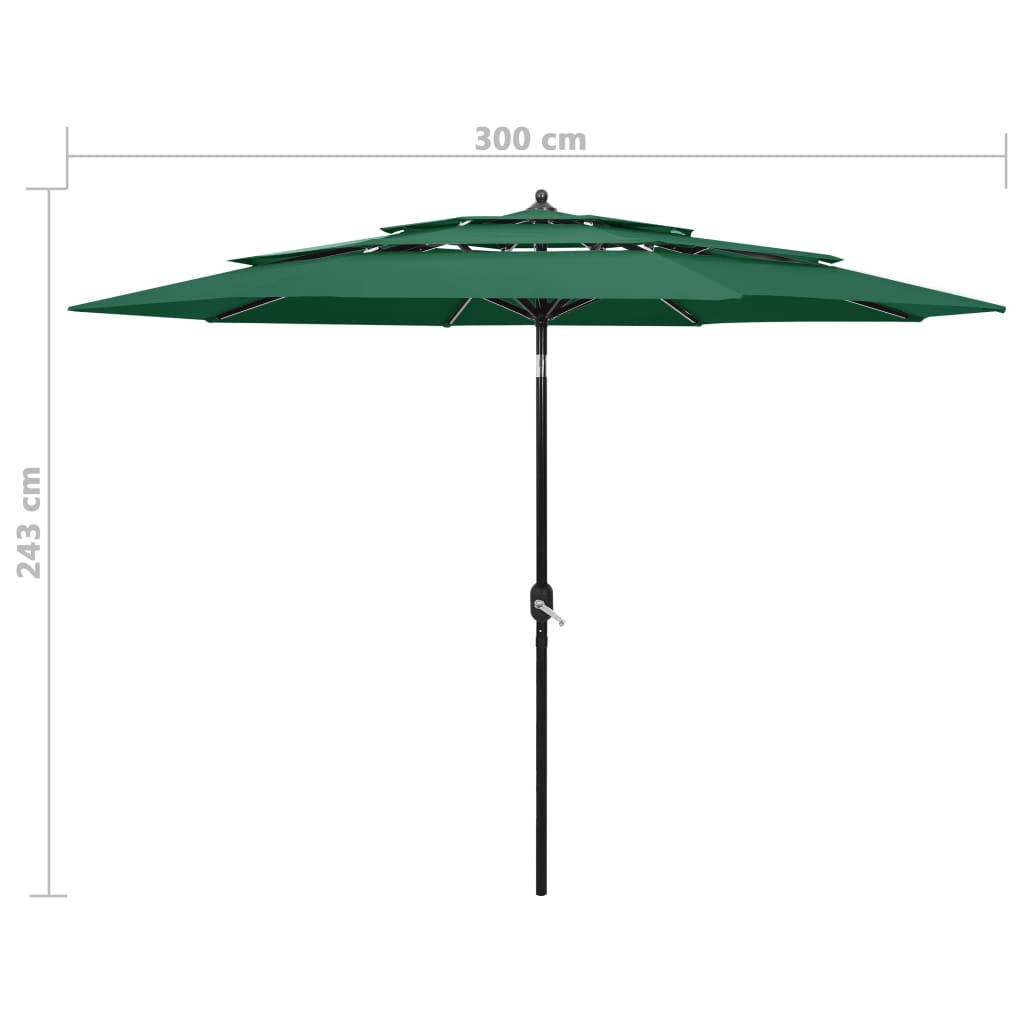 Sonnenschirm Mit Aluminium-Mast 3-Lagig 3 M
