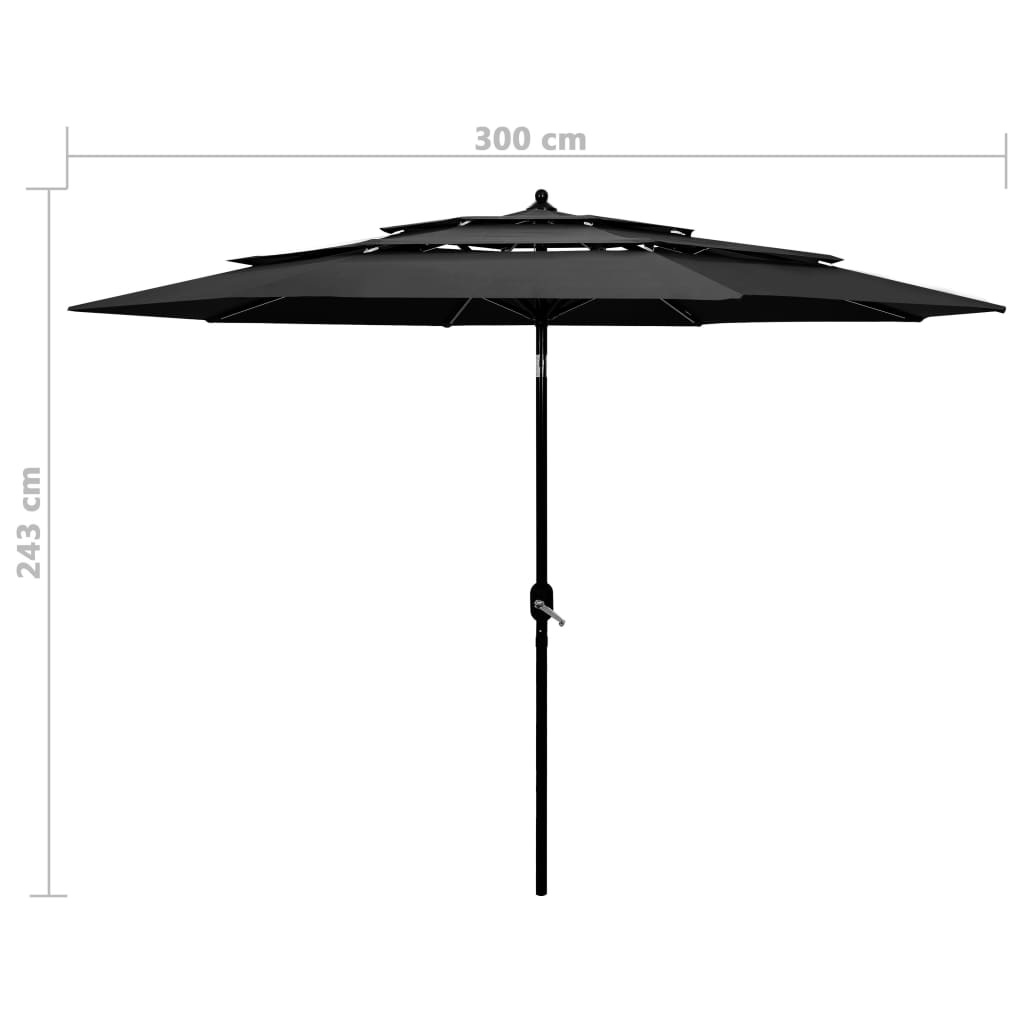 Sonnenschirm Mit Aluminium-Mast 3-Lagig 3 M