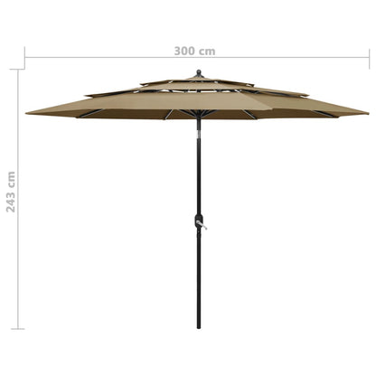 Sonnenschirm Mit Aluminium-Mast 3-Lagig 3 M