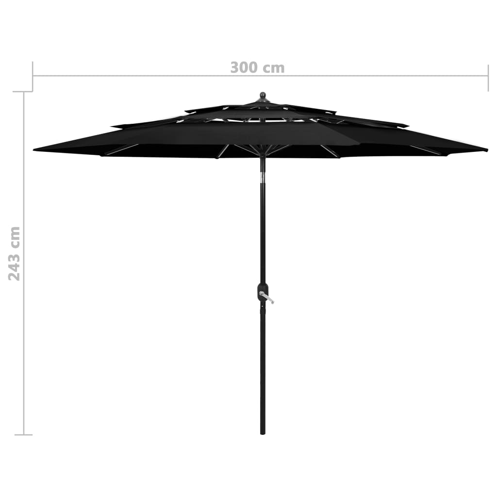 Sonnenschirm Mit Aluminium-Mast 3-Lagig 3 M