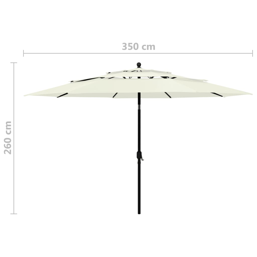 Sonnenschirm Mit Aluminium-Mast 3-Lagig 3,5 M
