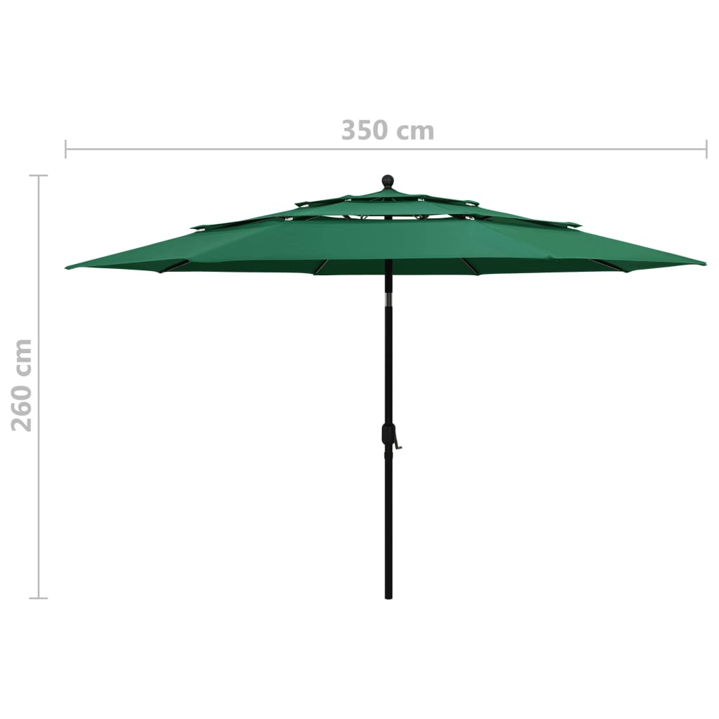 Sonnenschirm Mit Aluminium-Mast 3-Lagig 3,5 M