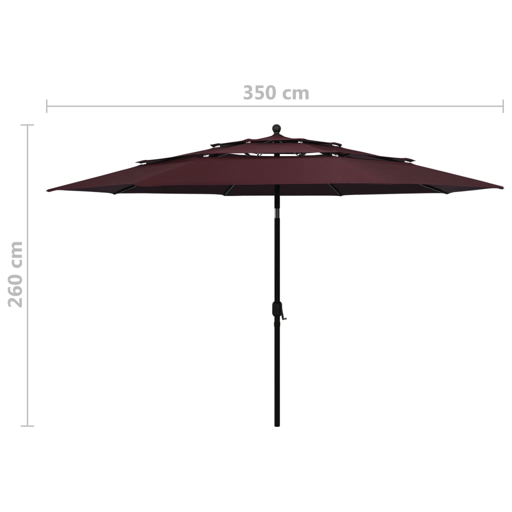 Sonnenschirm Mit Aluminium-Mast 3-Lagig 3,5 M