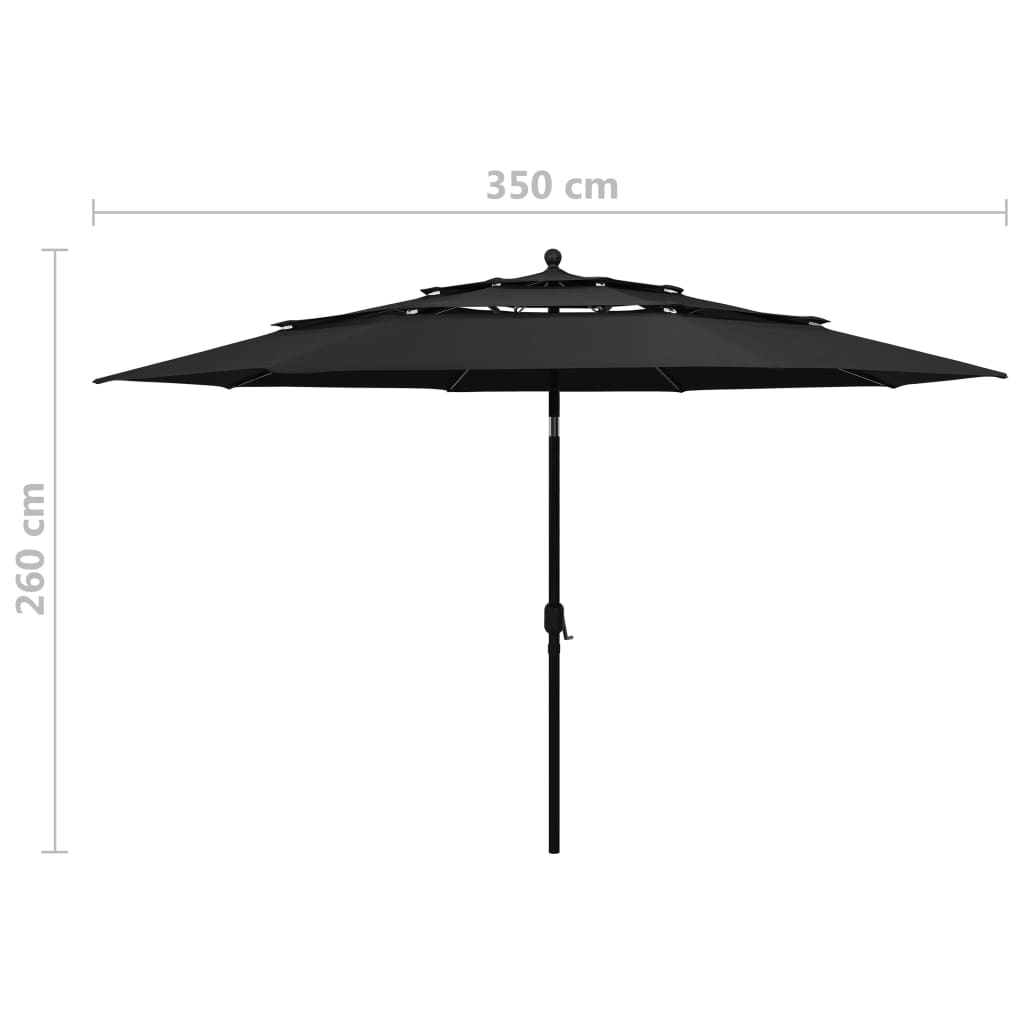 Sonnenschirm Mit Aluminium-Mast 3-Lagig 3,5 M