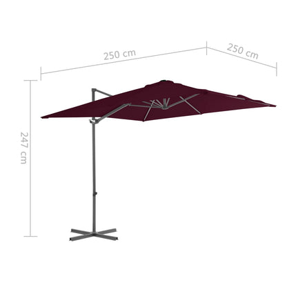 Ampelschirm Mit Stahl-Mast 250X250 Cm Bordeaux