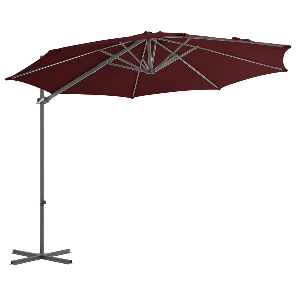 Ampelschirm Mit Stahl-Mast 300 Cm Bordeaux
