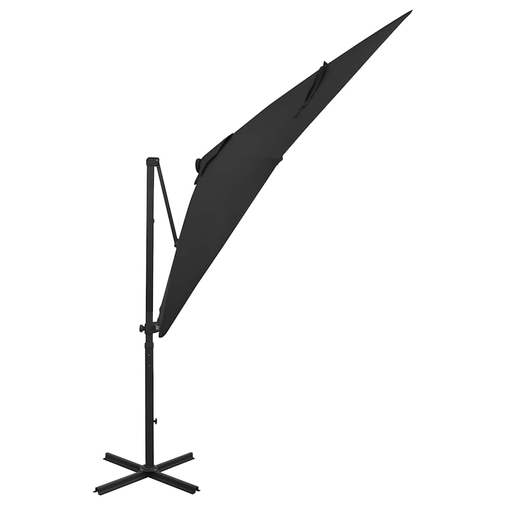 Ampelschirm Mit Led-Beleuchtung 250 Cm Schwarz