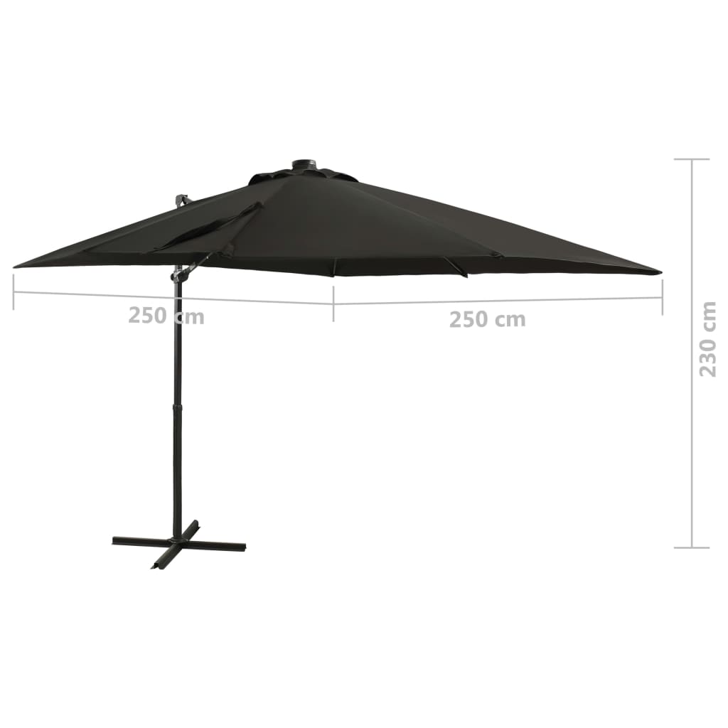 Ampelschirm Mit Led-Beleuchtung 250 Cm Schwarz