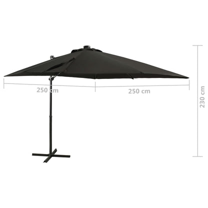 Ampelschirm Mit Led-Beleuchtung 250 Cm Schwarz