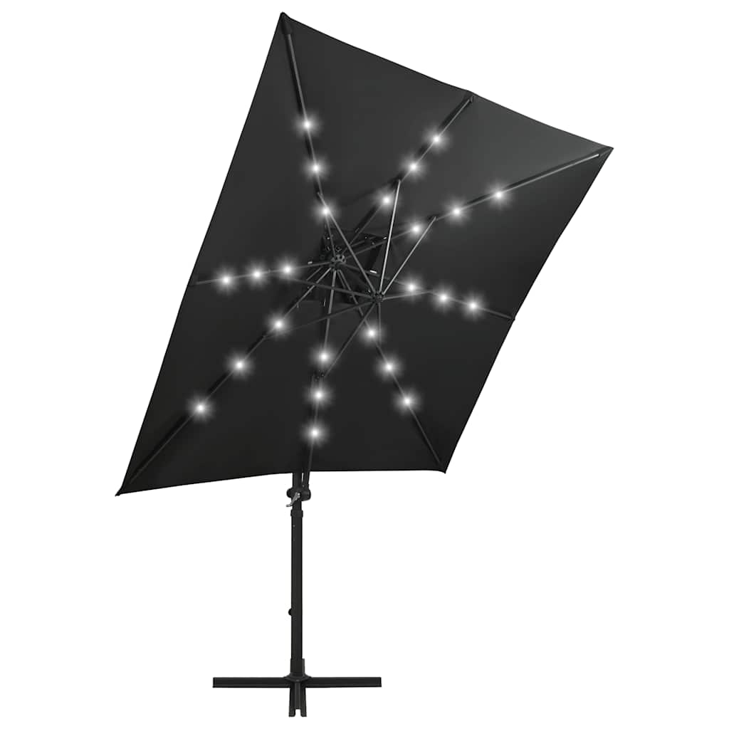 Ampelschirm Mit Led-Beleuchtung 250 Cm Schwarz