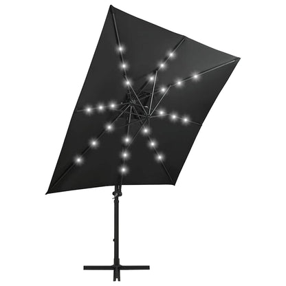 Ampelschirm Mit Led-Beleuchtung 250 Cm Schwarz