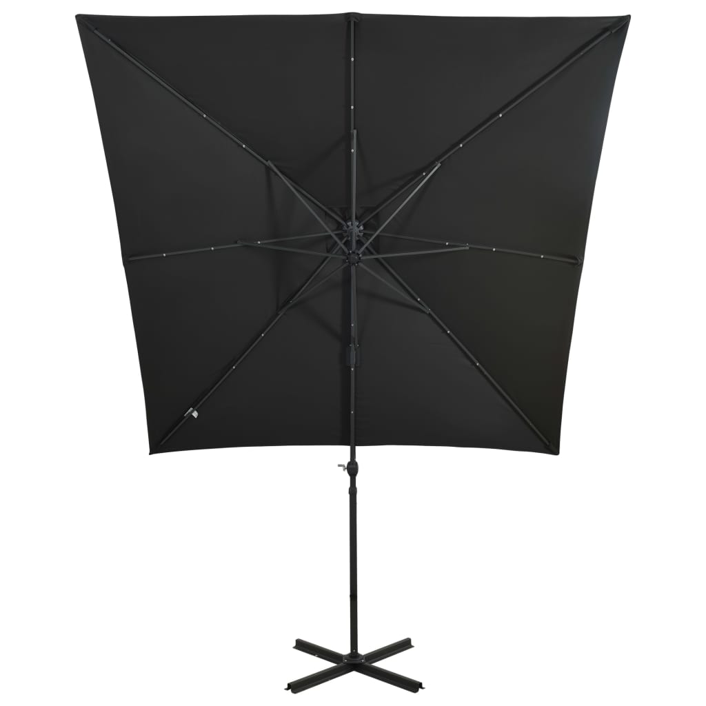 Ampelschirm Mit Led-Beleuchtung 250 Cm Schwarz