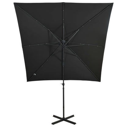 Ampelschirm Mit Led-Beleuchtung 250 Cm Schwarz