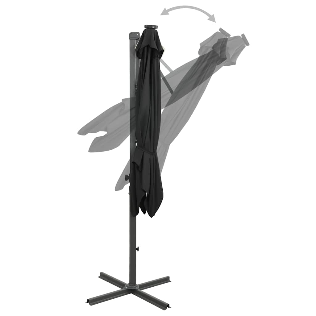 Ampelschirm Mit Led-Beleuchtung 250 Cm Schwarz