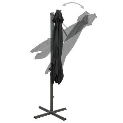 Ampelschirm Mit Led-Beleuchtung 250 Cm Schwarz