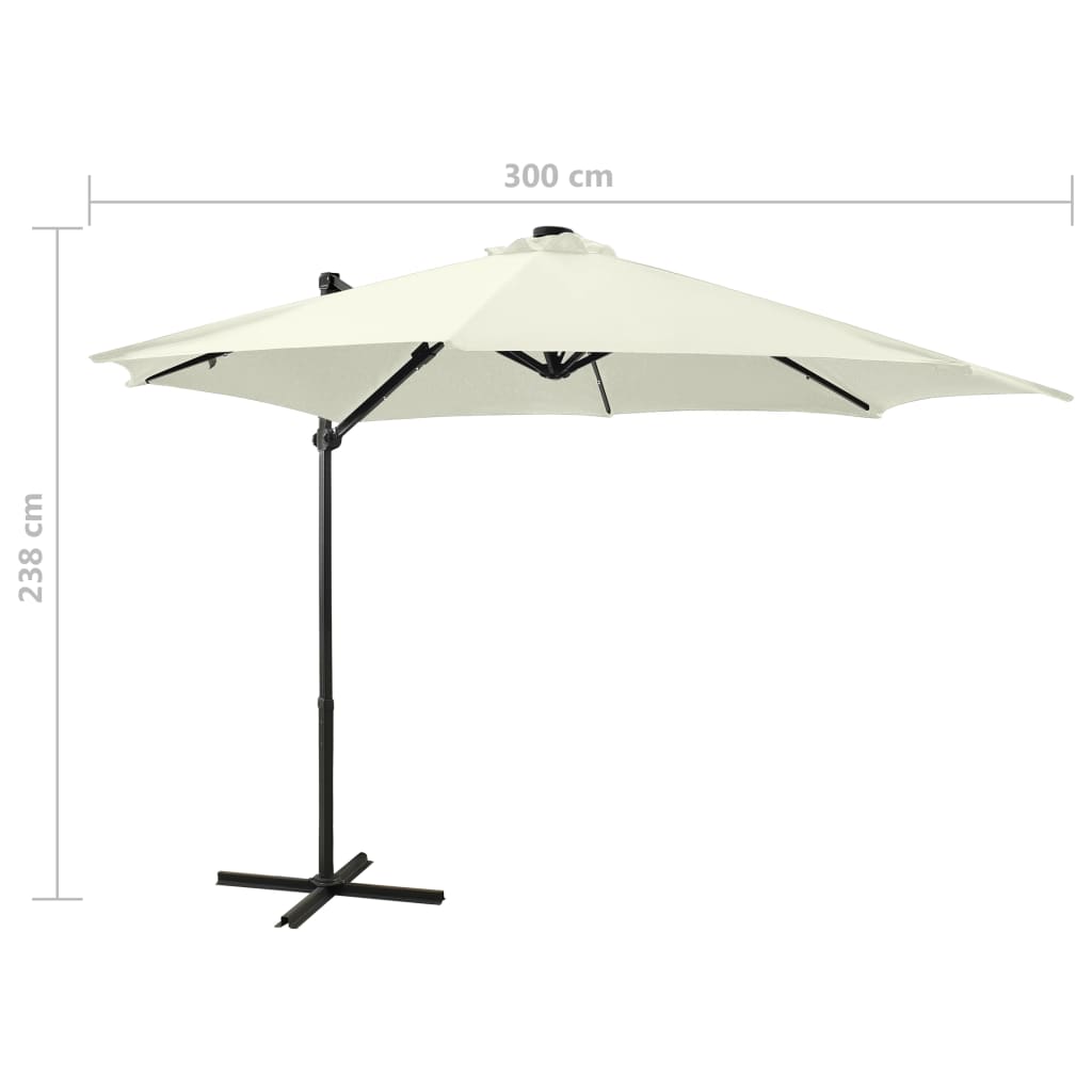 Ampelschirm Mit Led-Beleuchtung 300 Cm Sandweiß