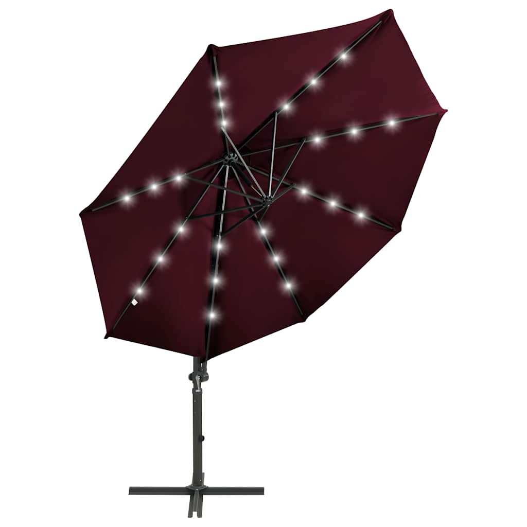 Ampelschirm Mit Led-Beleuchtung 300 Cm Bordeauxrot