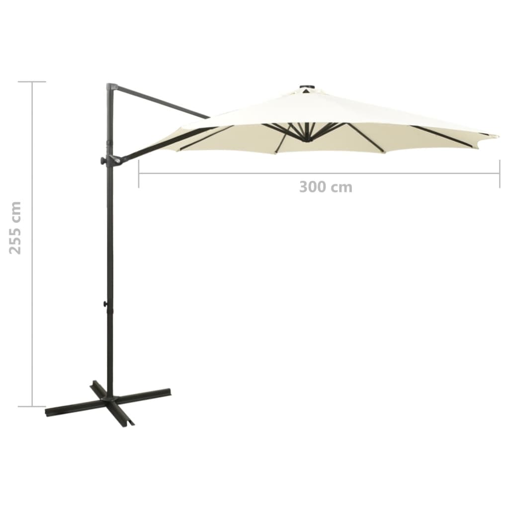 Ampelschirm Mit Led-Beleuchtung 300 Cm Sandweiß