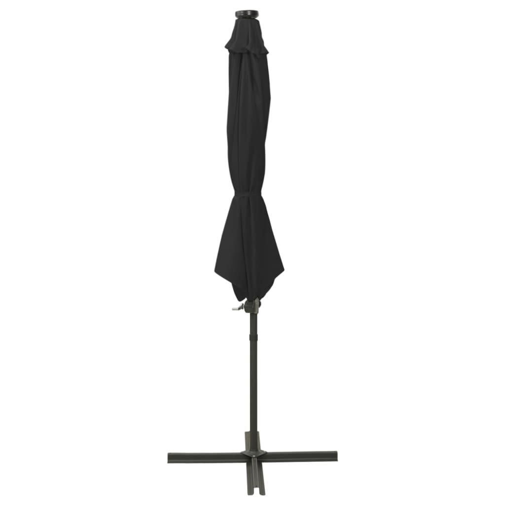 Ampelschirm Mit Led-Beleuchtung 300 Cm Schwarz