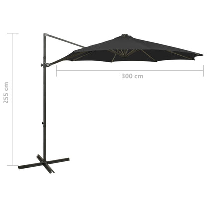 Ampelschirm Mit Led-Beleuchtung 300 Cm Schwarz