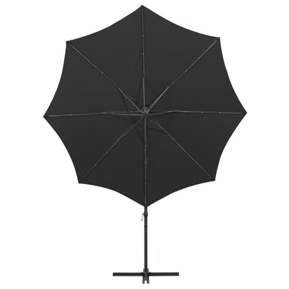 Ampelschirm Mit Led-Beleuchtung 300 Cm Schwarz