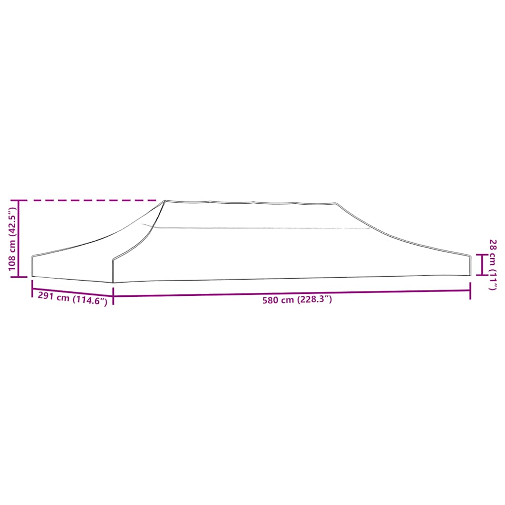 Partyzelt-Dach 6X3 M -Rot 270 G/M²