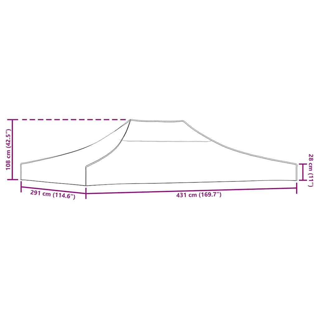 Partyzelt-Dach 4,5X3 M 270 G/M²