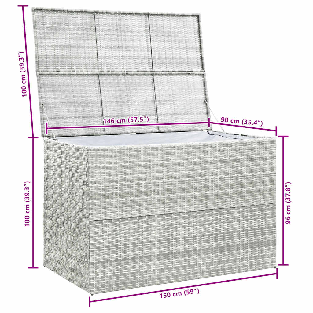 Garden-Auflagenbox Hellgrau Poly Rattan