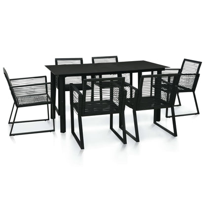 5-Tlg. Garten-Essgruppe Pvc Rattan Schwarz