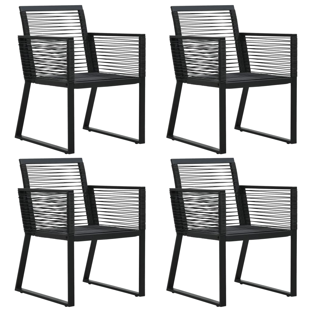 5-Tlg. Garten-Essgruppe Pvc Rattan Schwarz