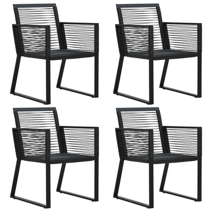 5-Tlg. Garten-Essgruppe Pvc Rattan Schwarz