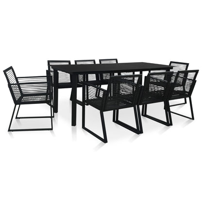 9-Tlg. Garten-Essgruppe Pvc Rattan Schwarz